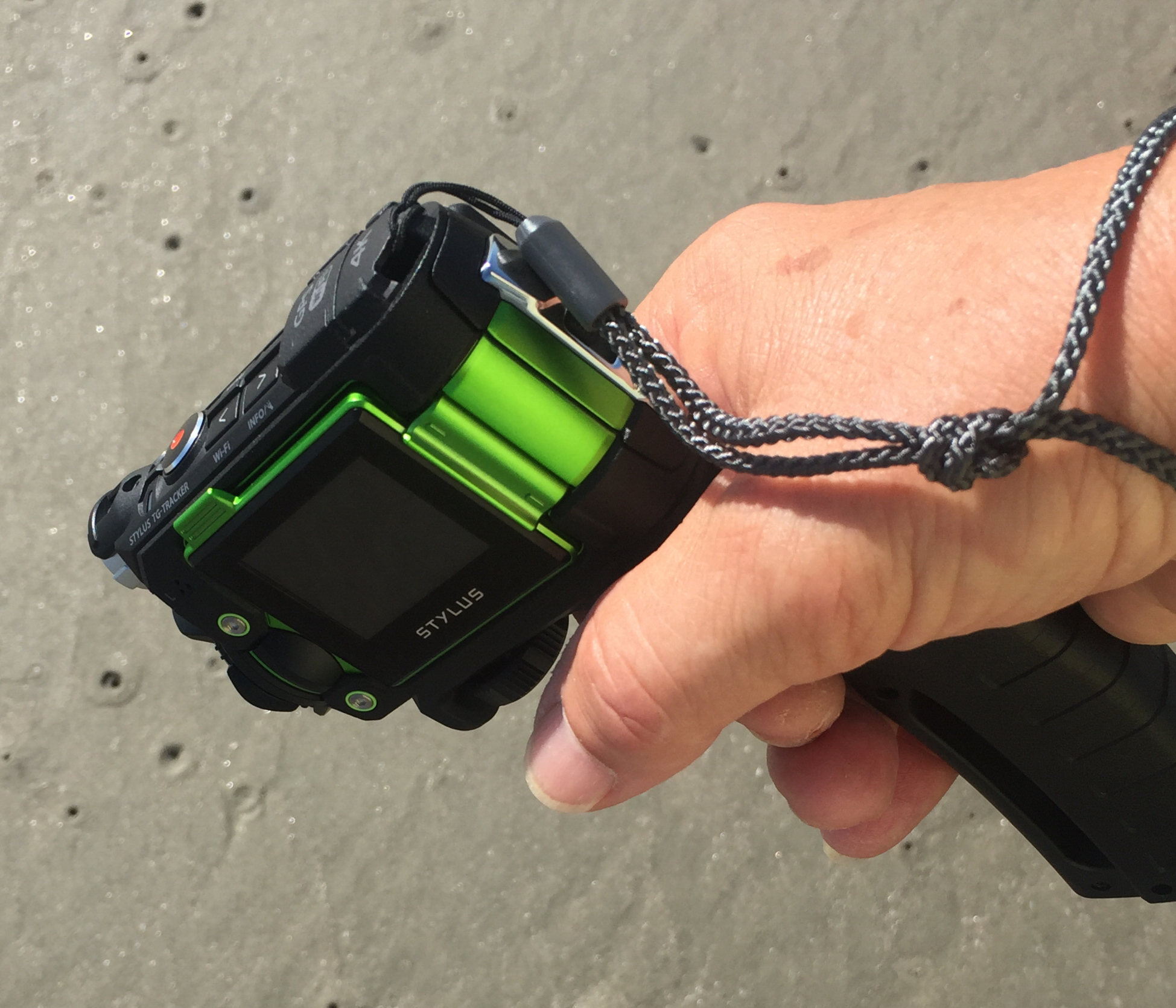 Supplied wrist strap doesn't have a limiter to tighten it to your wrist so I tied a knot where I can get my hand through loop, but strap won't slip off my wrist.