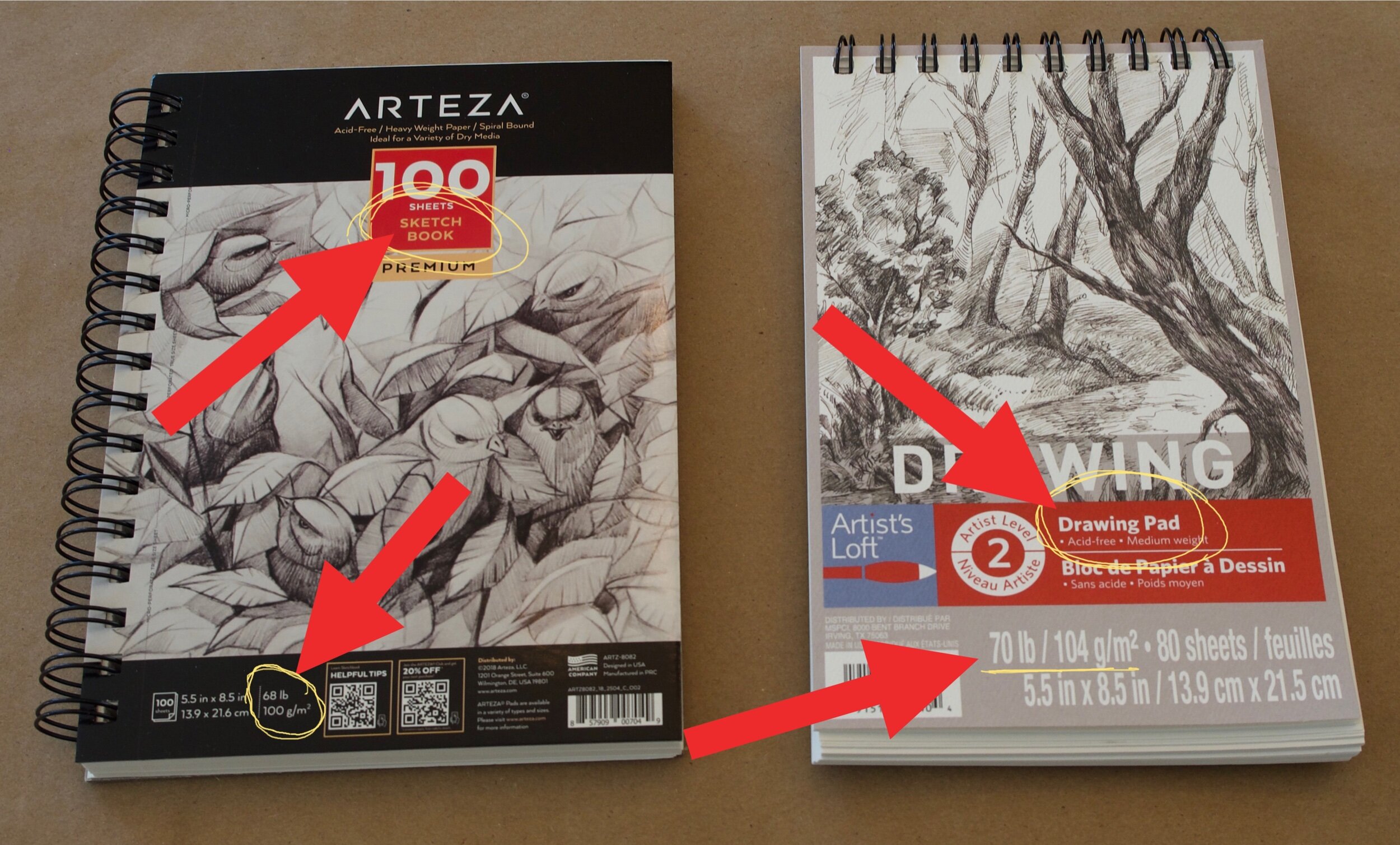 Arteza Drawing Pad, 9 x 12, 80 Sheets - Pack of 2