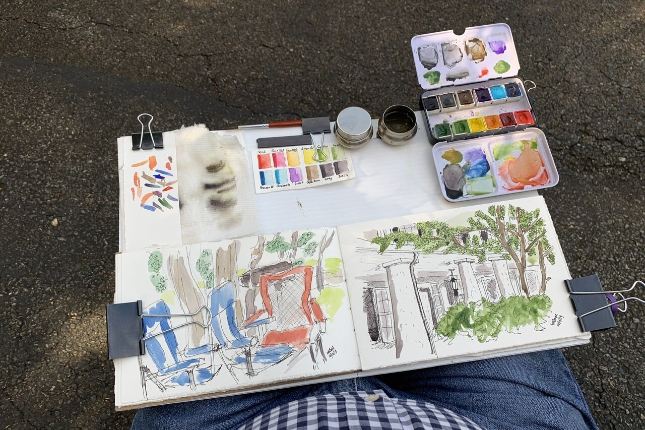 Plein Air Watercolor Sketching With Minimal Gear - YouTube