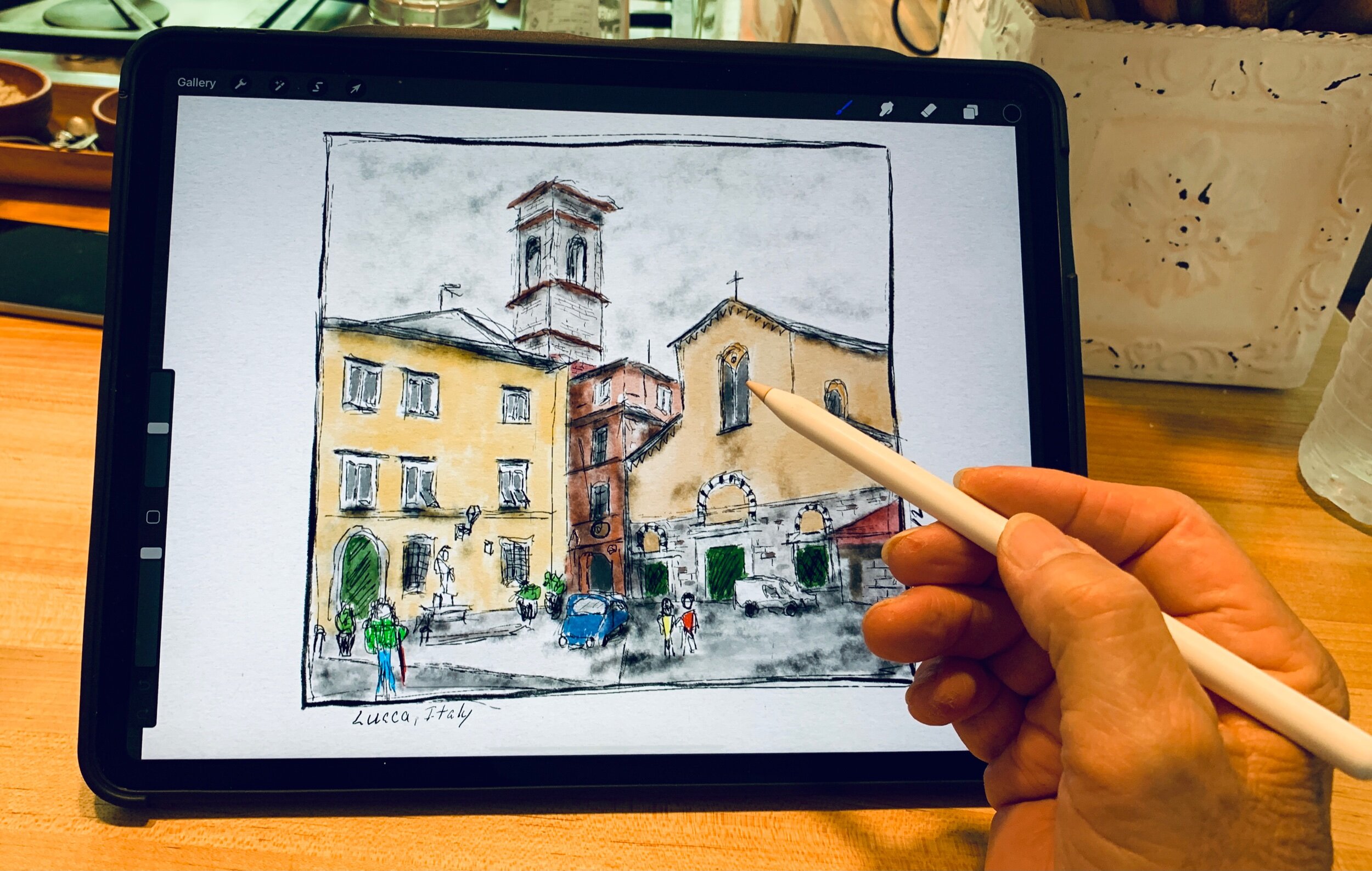 Drawing a BookStore - Procreate Watercolor Tutorial 