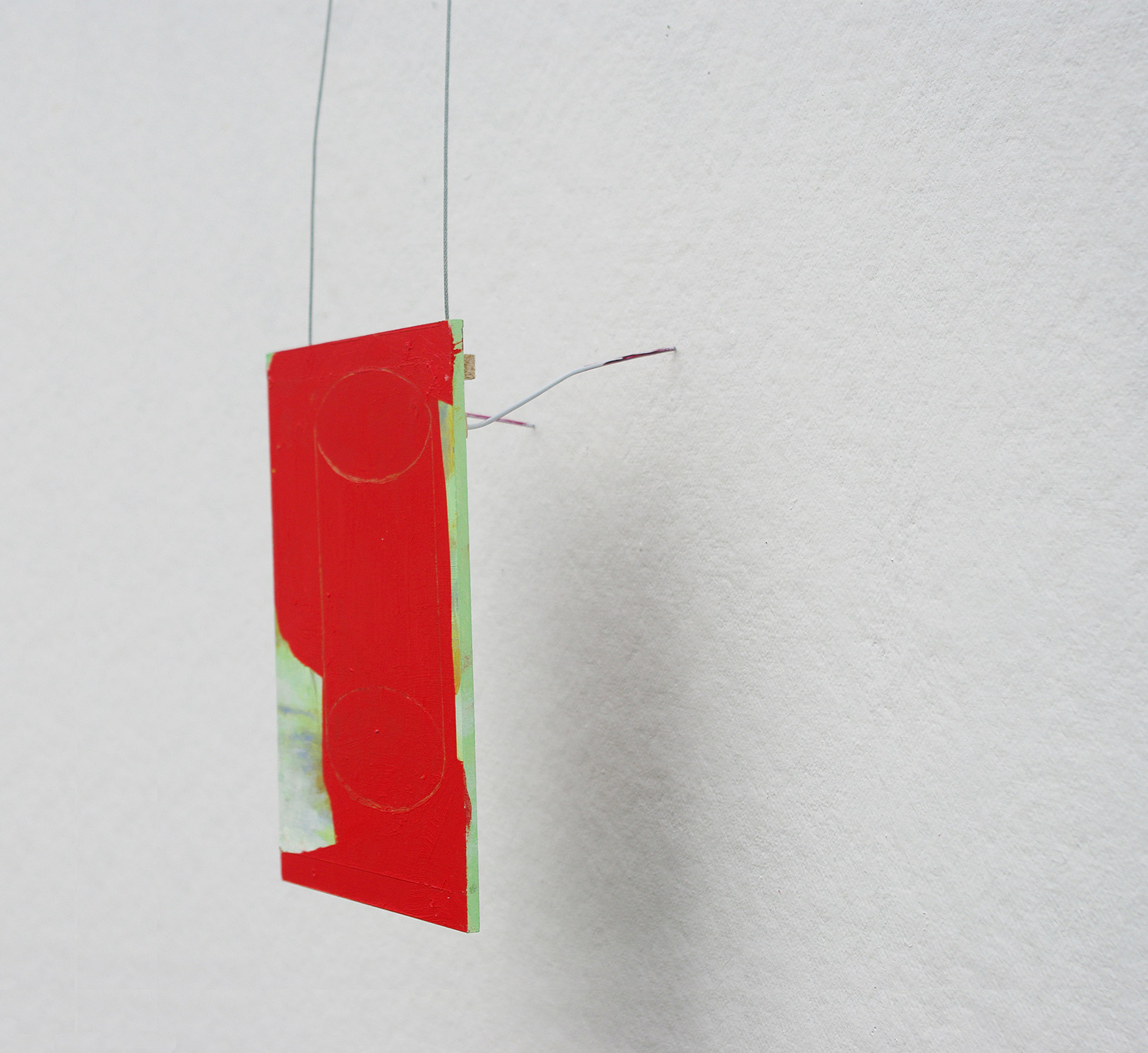   Possibly Now II   Oil on wood, wire 54 (height variable) × 7 × 4 inches 137 × 118 × 10 cm 2014 