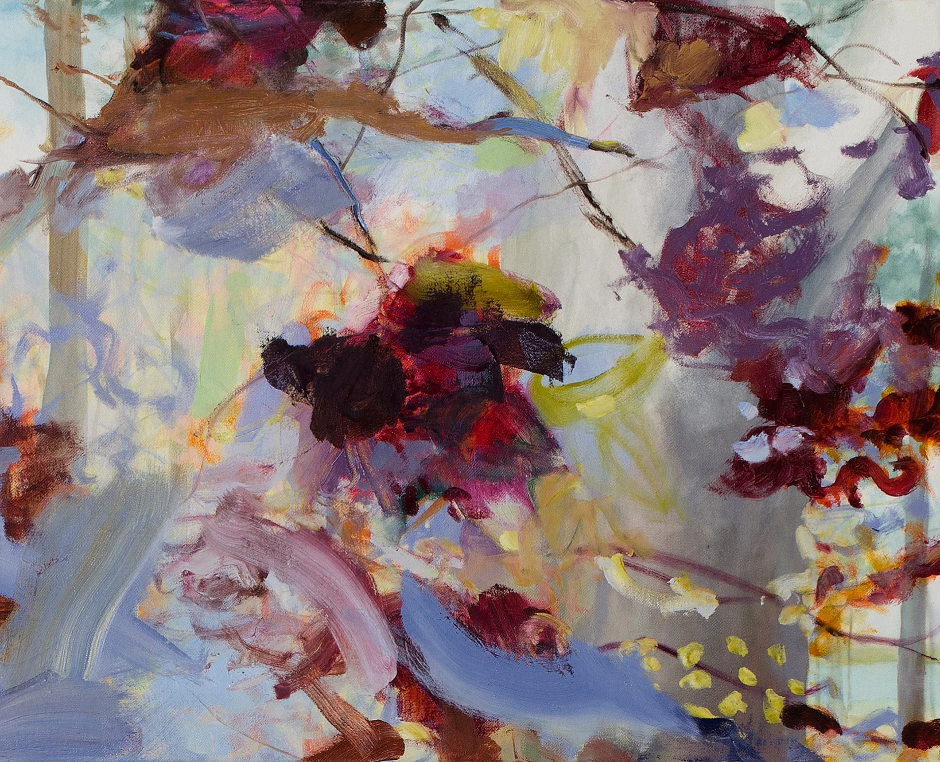 The Temperature of the Air IV (detail) Upper panel: 29 × 57 inches 73.7 × 144.8 cm Lower panel: 55 × 57 inches 139.7 × 144.8 cm Total dimensions: 85 × 57 inches 215 × 146 cm Oil on canvas 2012