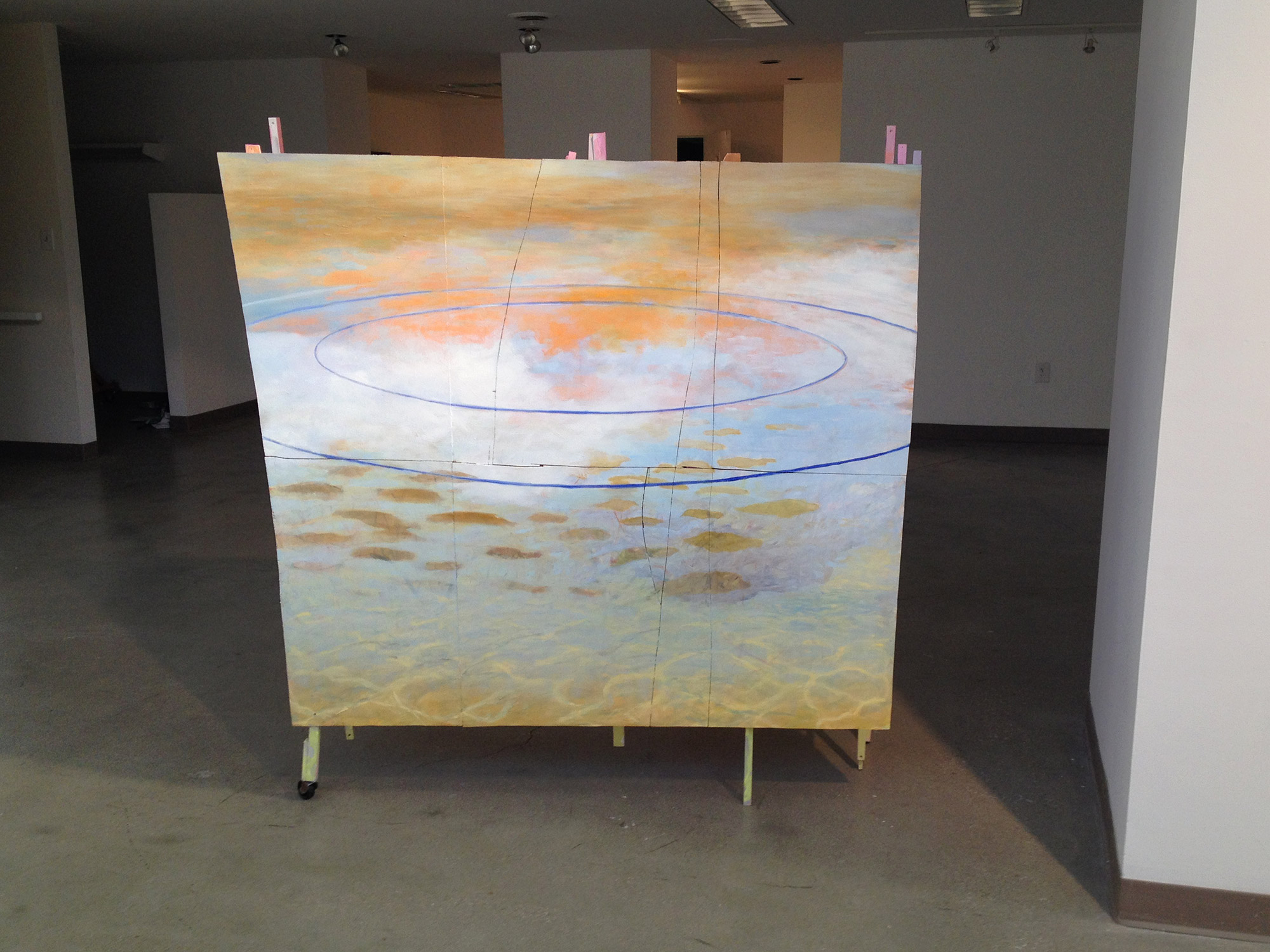   Standing in Water V   Oil and acrylic on wood, wheels 65 × 59 × 62 inches 165 × 150 × 157 cm  2015 