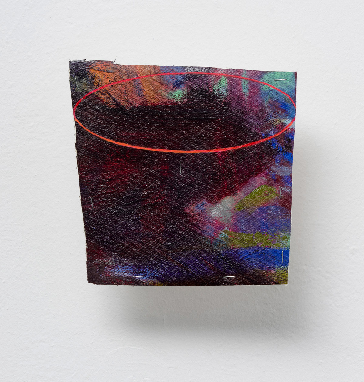   Possibly Now IX   Oil on canvas, wood, wire rods 8 × 8 × 5.5 inches 20 × 20 × 14 cm 2014 