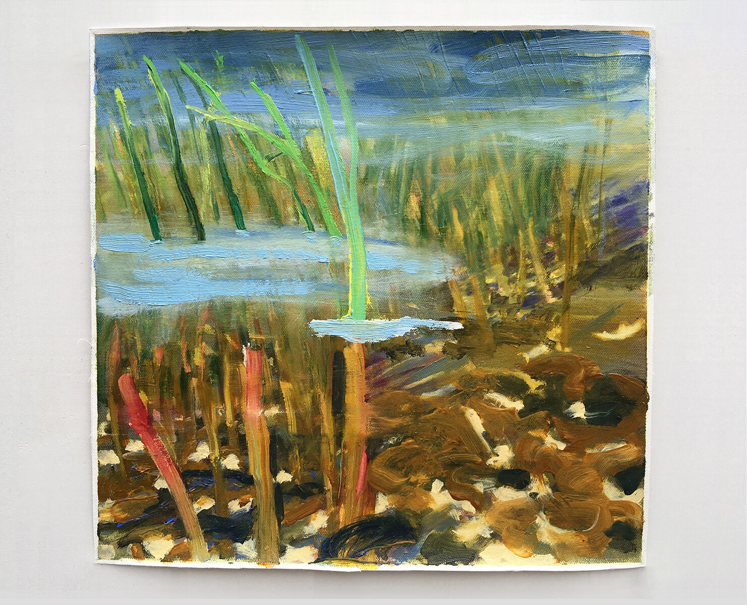   Study for Pond on Wheels XI    Oil on canvas  13 ½ x 15 inches 34 x 38 cm 2019 