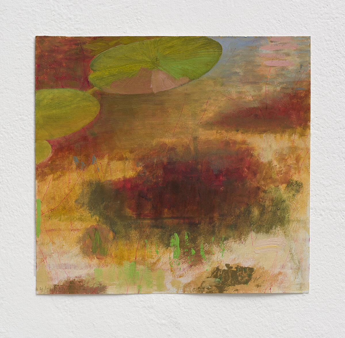   Study for Pond on Wheels XV   Oil on paper 8 ½ x 9 inches 21.5 x 23 cm 2020 