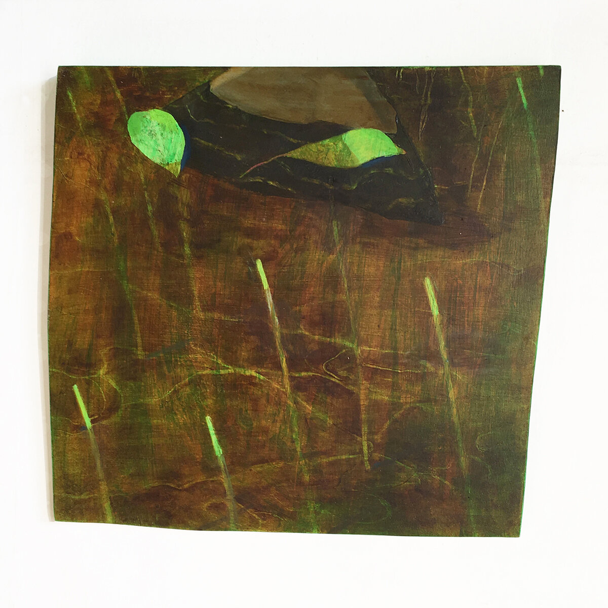   Study for Pond on Wheels XIX   Oil on wood   13  x 13 ½  x 1 inches   32 x 34  x 2 ½ cm 2020 
