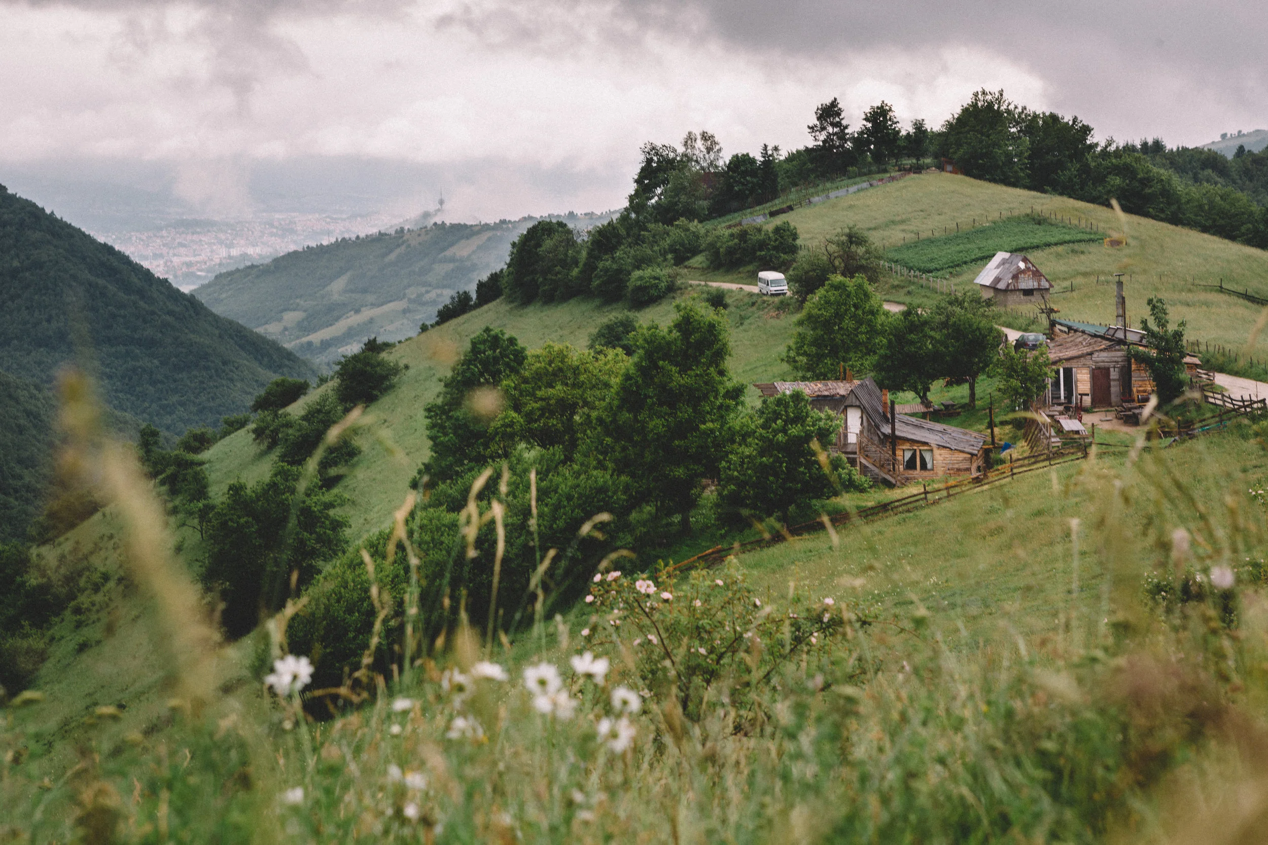  Dragans home with Sarajevo visible in the background.  Sarajevo, Bosnia, 2017. 