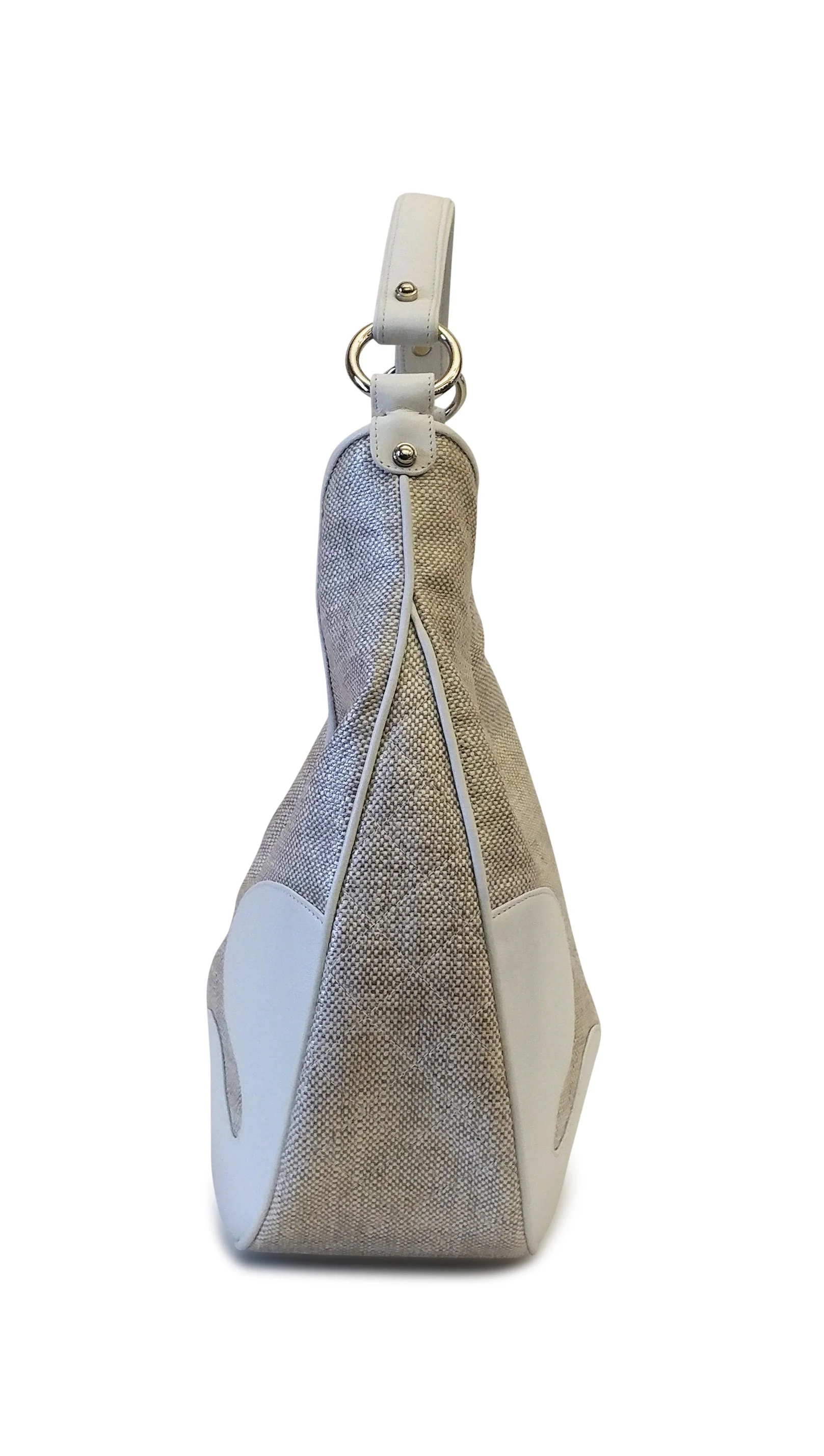 Copy of Anthony Luciano custom Meghan Gusset Hobo (sm) - Waxed Linen/Bone Calfskin