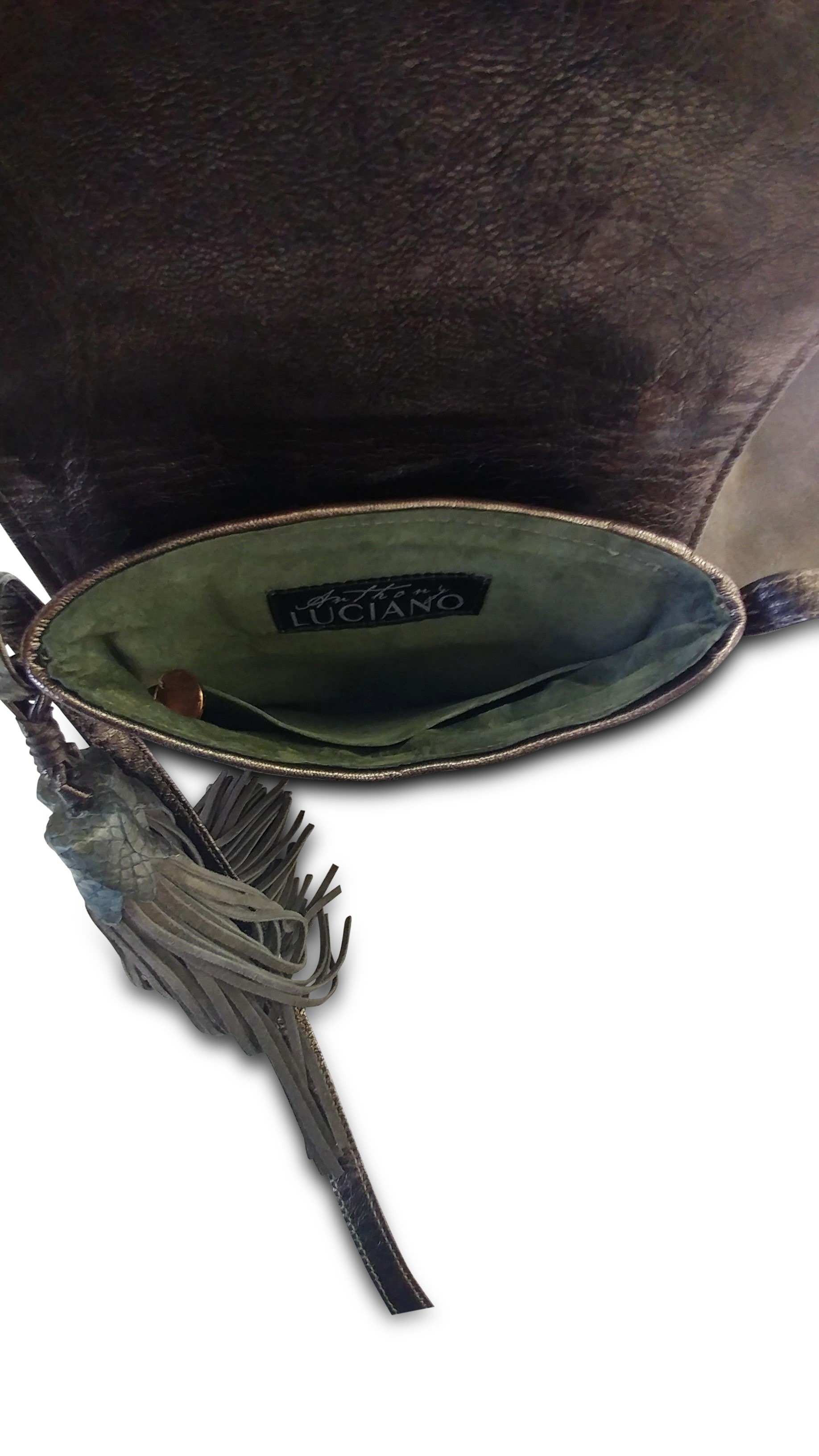 Anthony Luciano custom Helena Crossbody - Olive Python/Suede