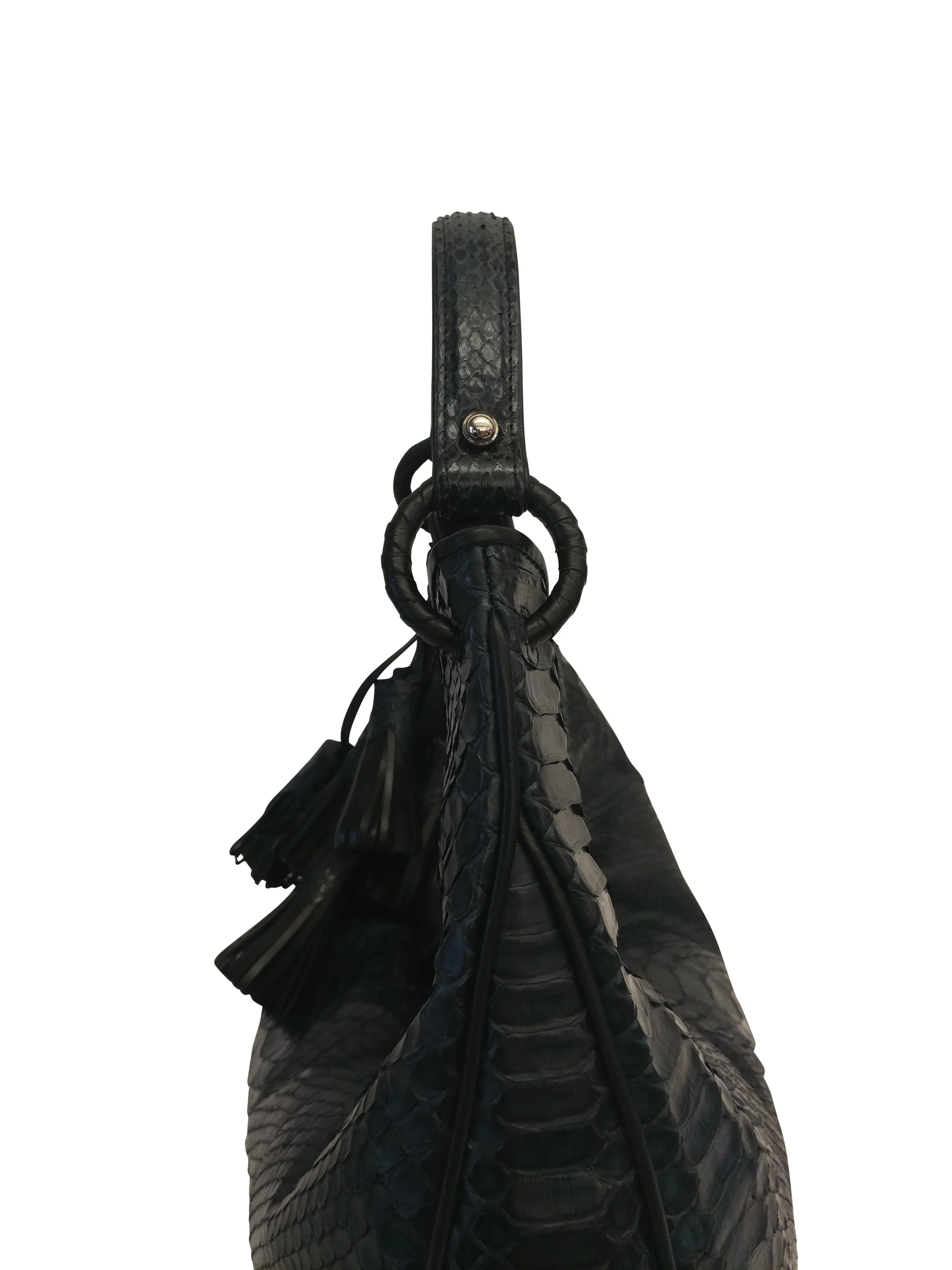 Meghan Gusset Hobo Navy/Black Genuine Python