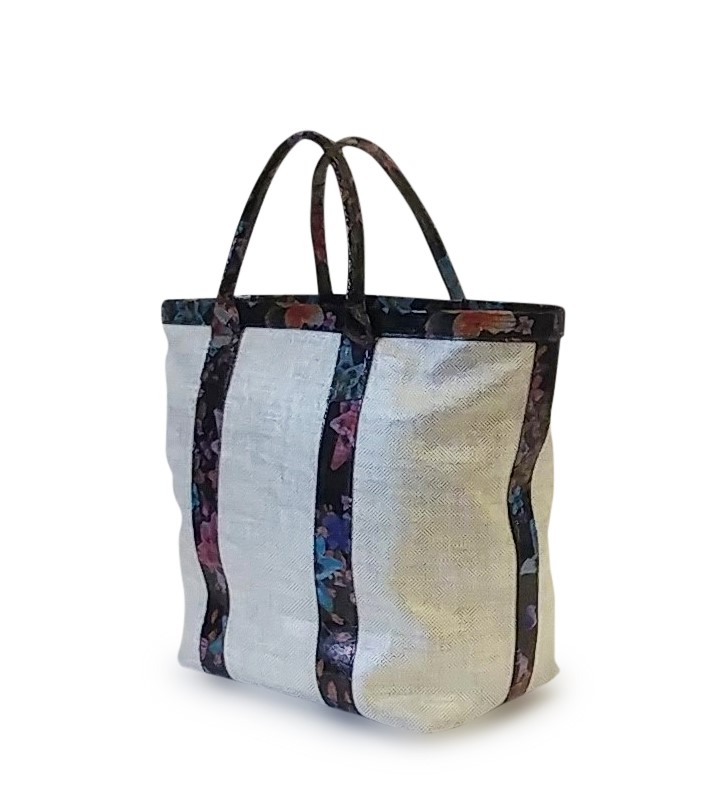 Copy of Anthony Luciano custom Jackie Tote (sm) - Waxed Linen/Printed Floral Calfskin
