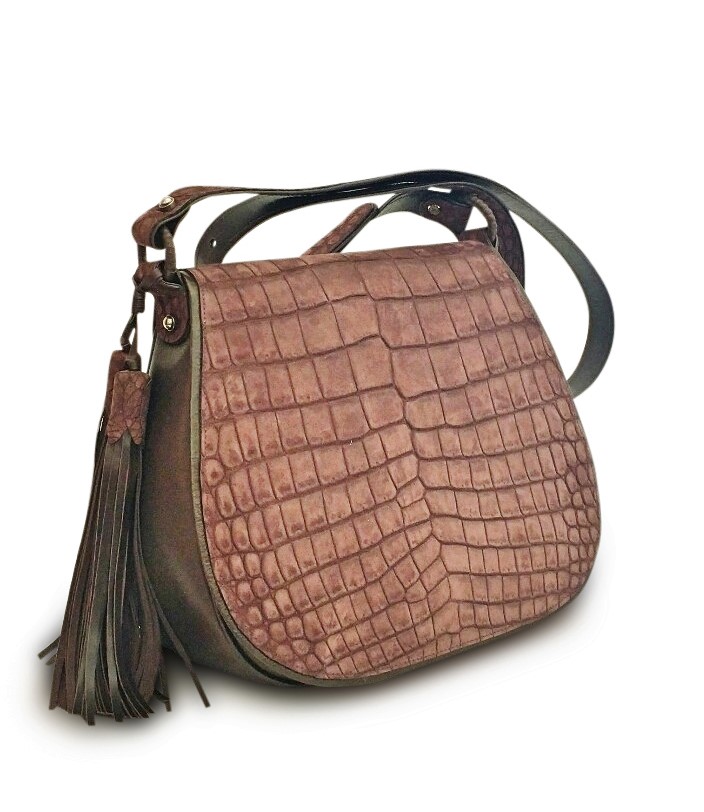 Anthony Luciano custom Bowden Saddle Bag - Bordeaux Matte Crocodile