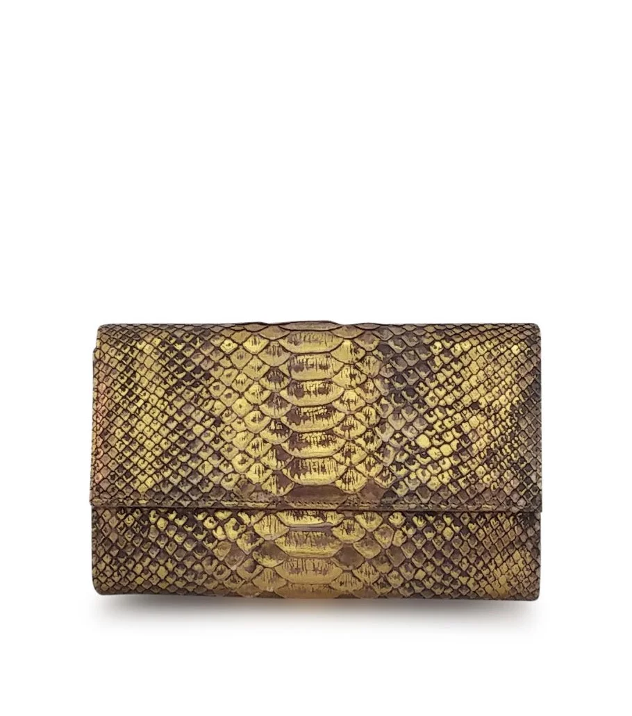Anthony Luciano custom Lola Crossbody Clutch (sm) - Washed Metallic Python