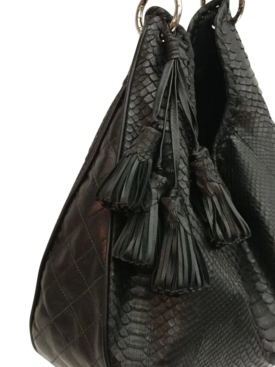Copy of Anthony Luciano custom Meghan Gusset Hobo (sm) - Black Matte Python