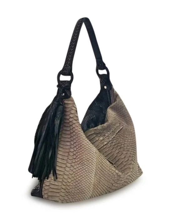 Anthony Luciano custom Parker Shoulder Bag - Taupe/Black Matte Python