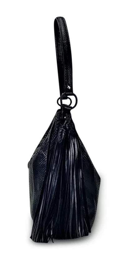 Copy of Grace Hobo Handbag Matte Black Genuine Python