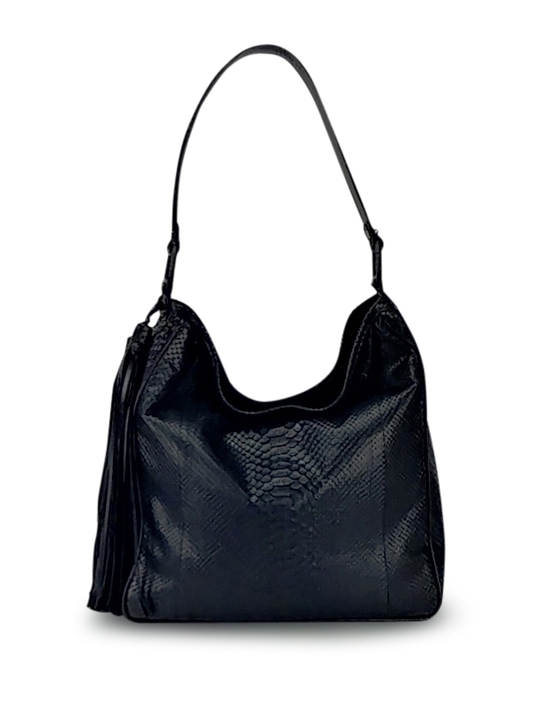 Copy of Grace Hobo Handbag Matte Black Genuine Python