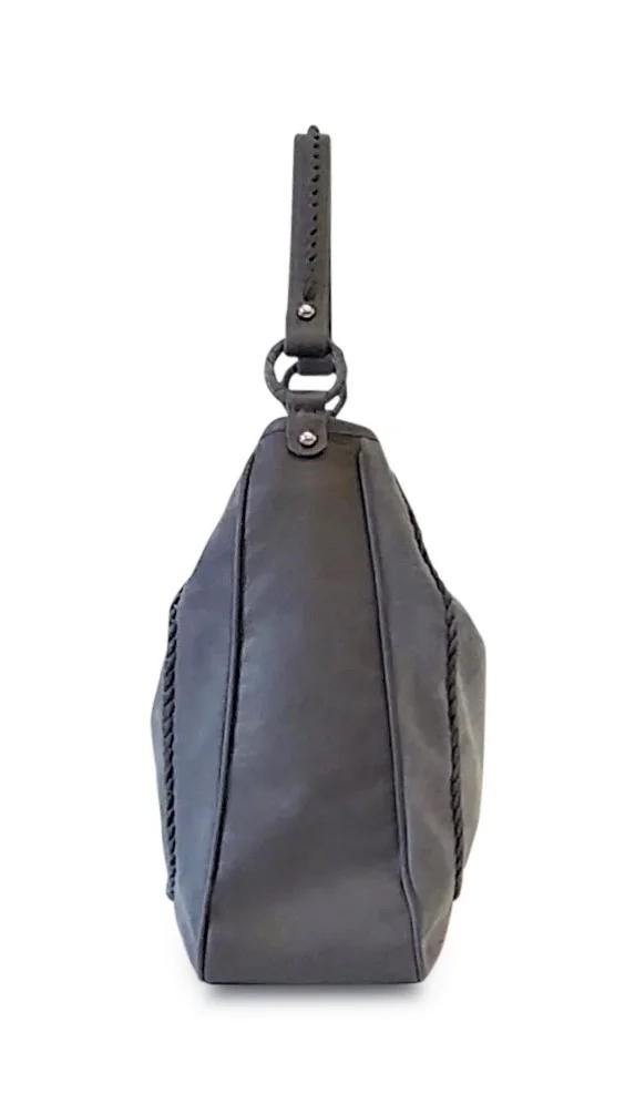 Grace Hobo Handbag Gray Suede