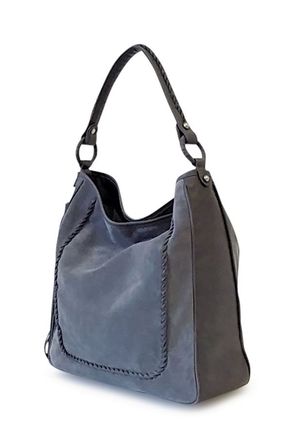 Grace Hobo Handbag Gray Suede