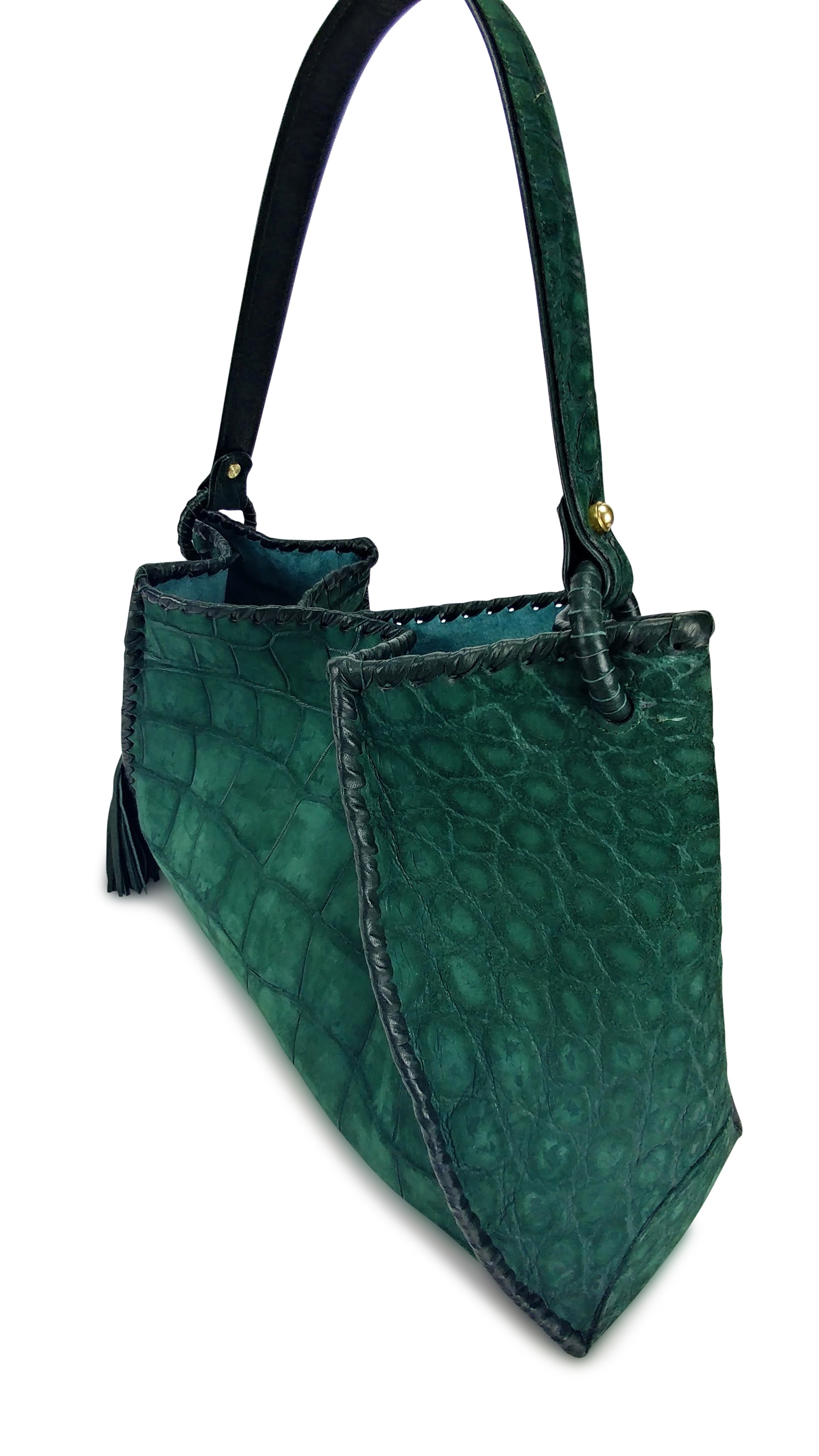 Abbe Tote Handbag Forest Green Genuine Crocodile Exotic Skin