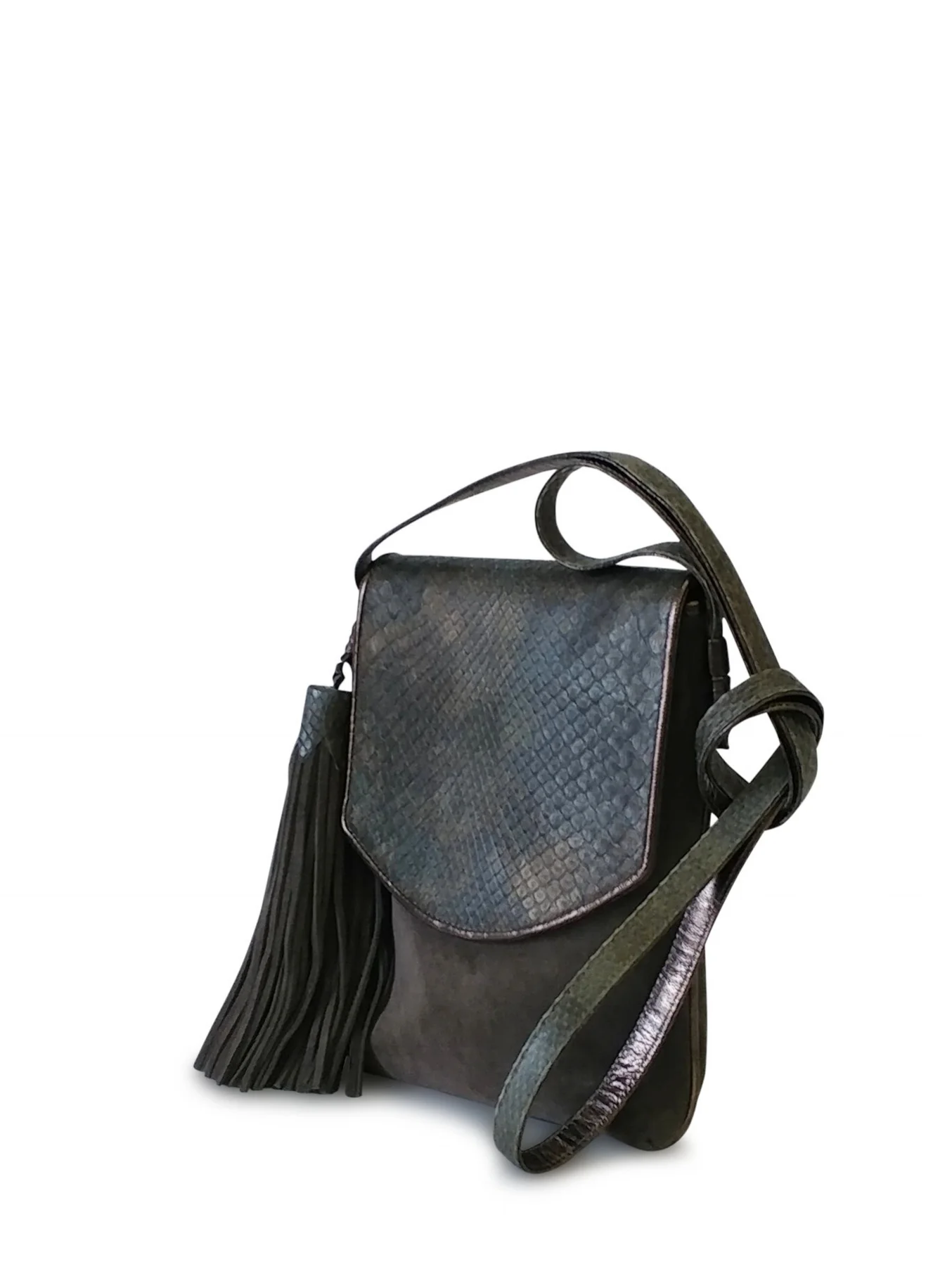 Anthony Luciano custom Helena Crossbody - Olive Python/Suede