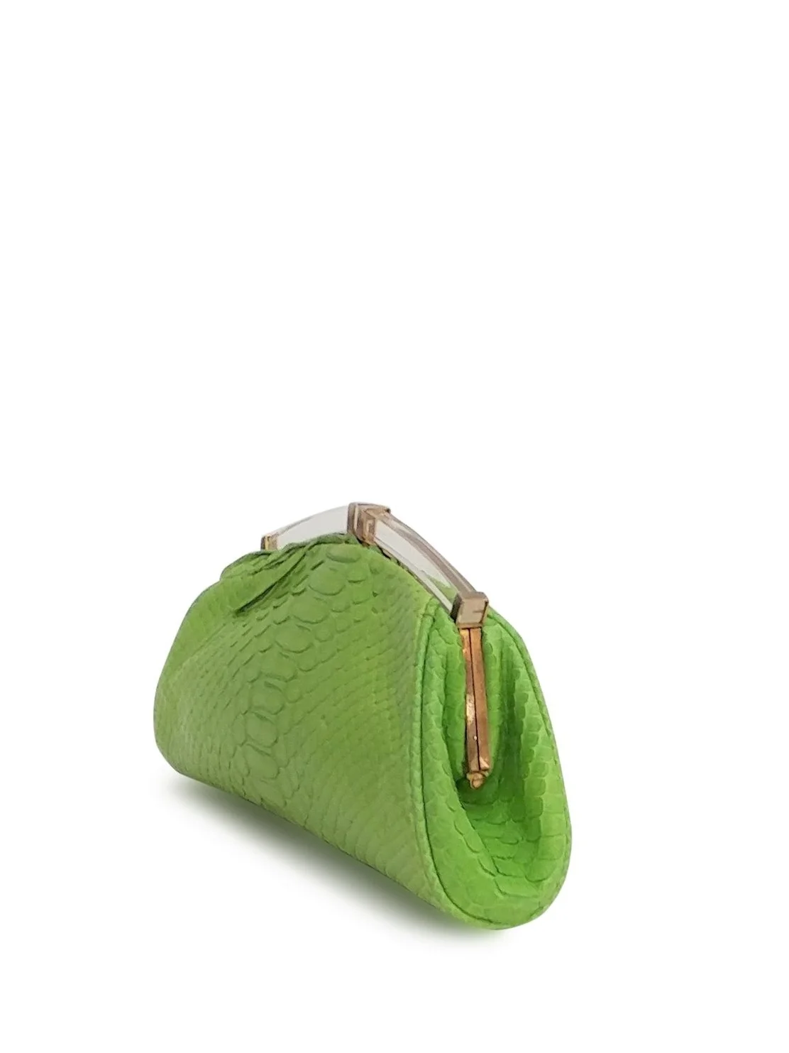 Anthony Luciano custom Vintage Lucite Frame Clutch with Lime Python