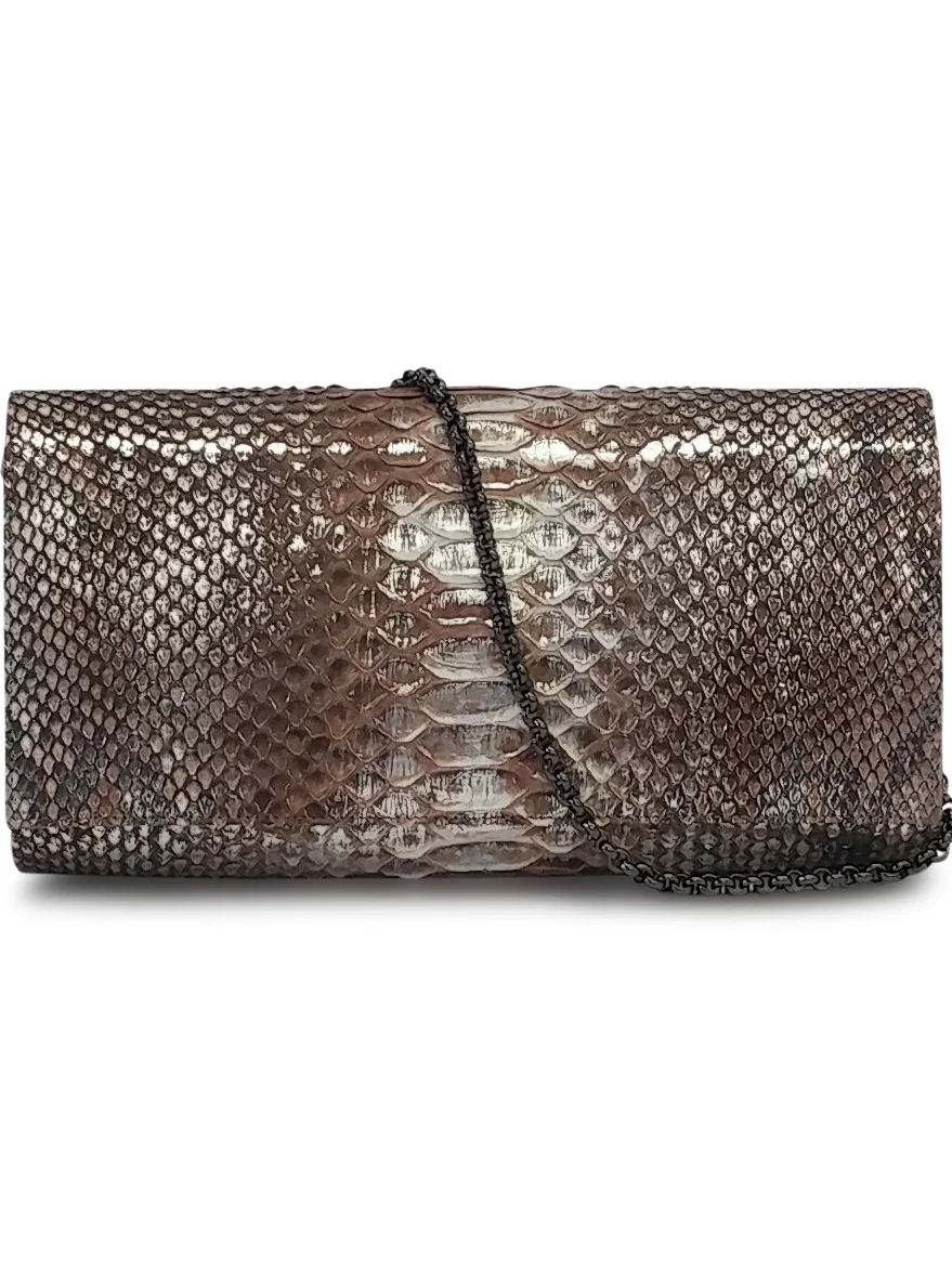 Anthony Luciano custom Kiki Clutch - Nude/Metallic Silver Python