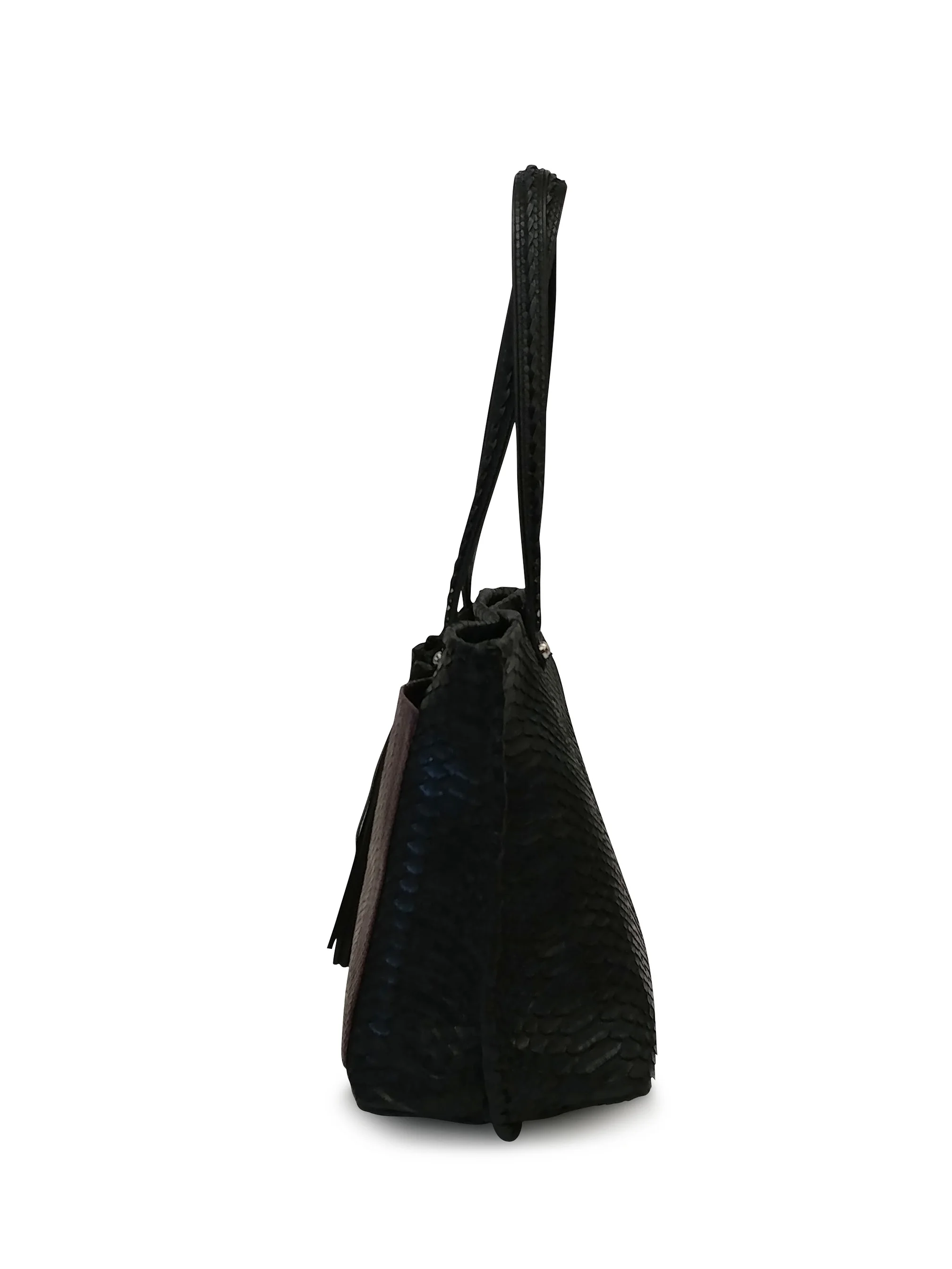 Anthony Luciano custom Olivia Tote (sm) - Black/Bordeaux Matte Python