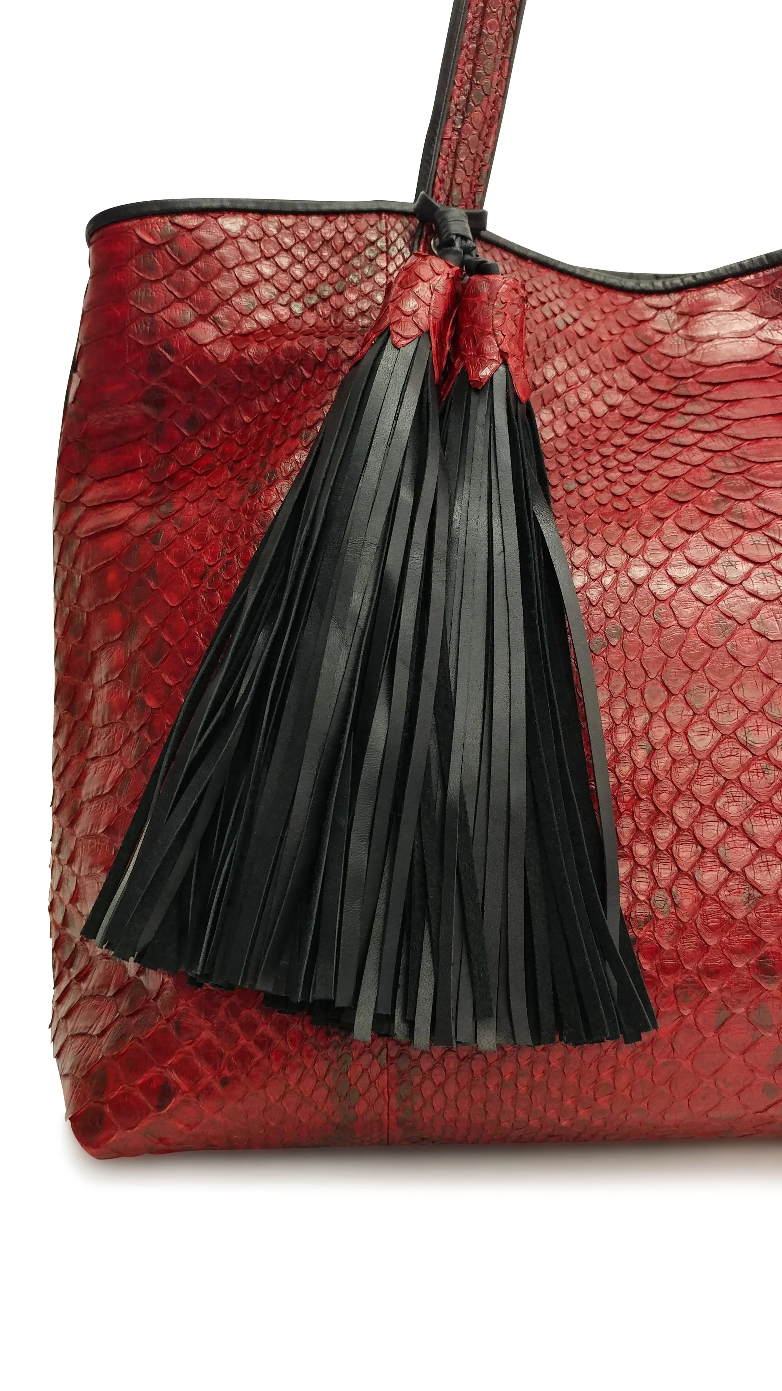 Anthony Luciano custom Olivia Tote - Claret/Black Python