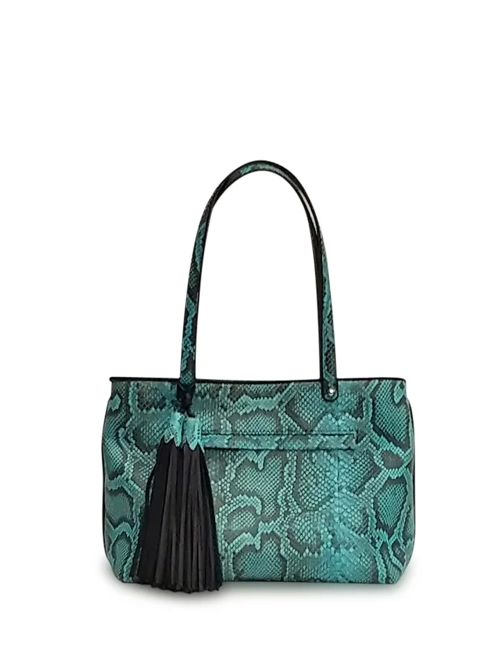 Anthony Luciano custom Olivia Tote (sm) - Turq/Black Python