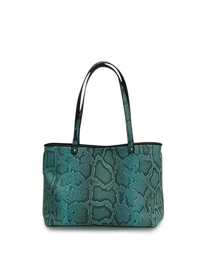 Anthony Luciano custom Olivia Tote (sm) - Turq/Black Python
