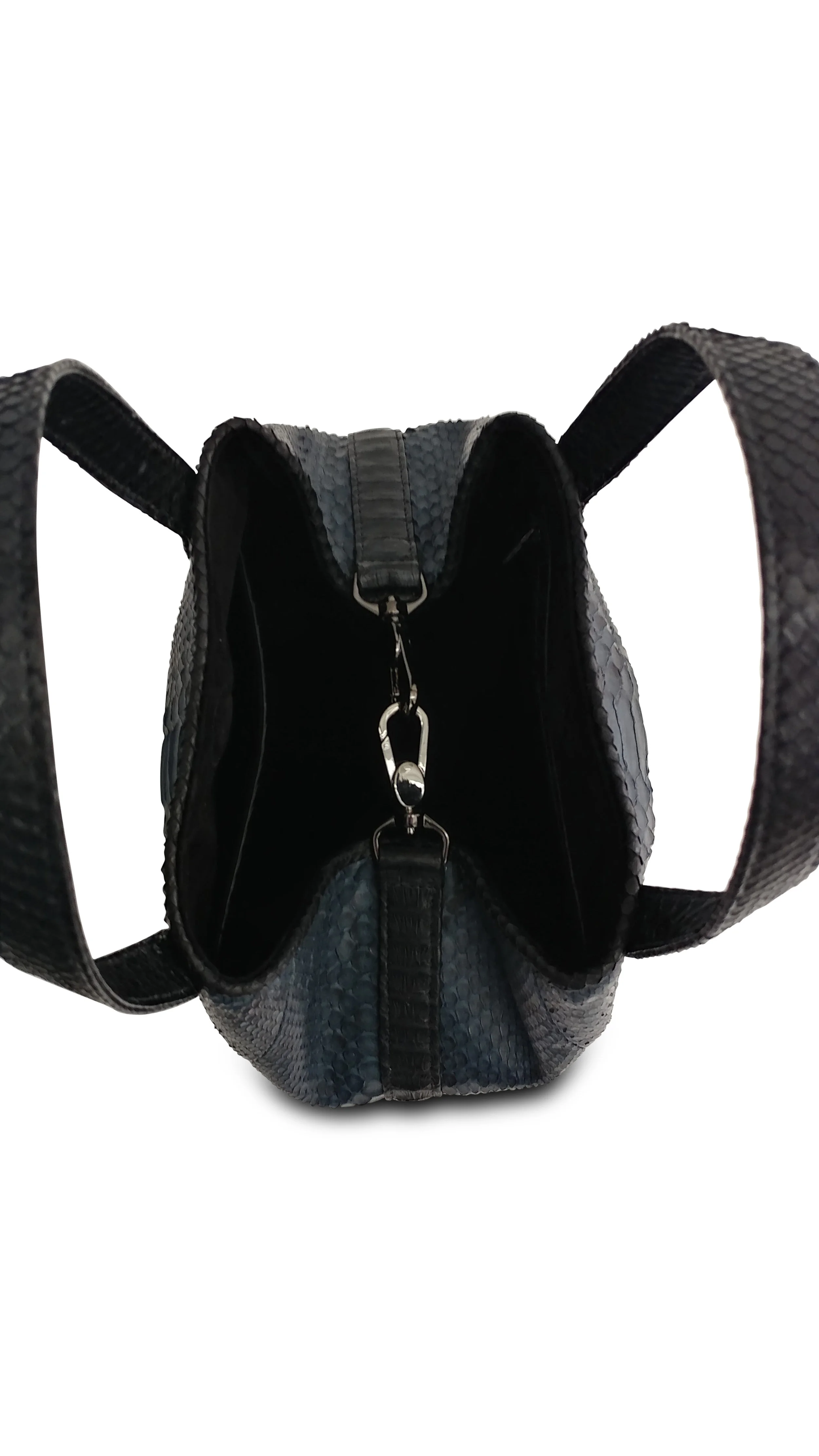 Anthony Luciano custom Aviela Top Handle Small Satchel - Washed Navy/Black Python