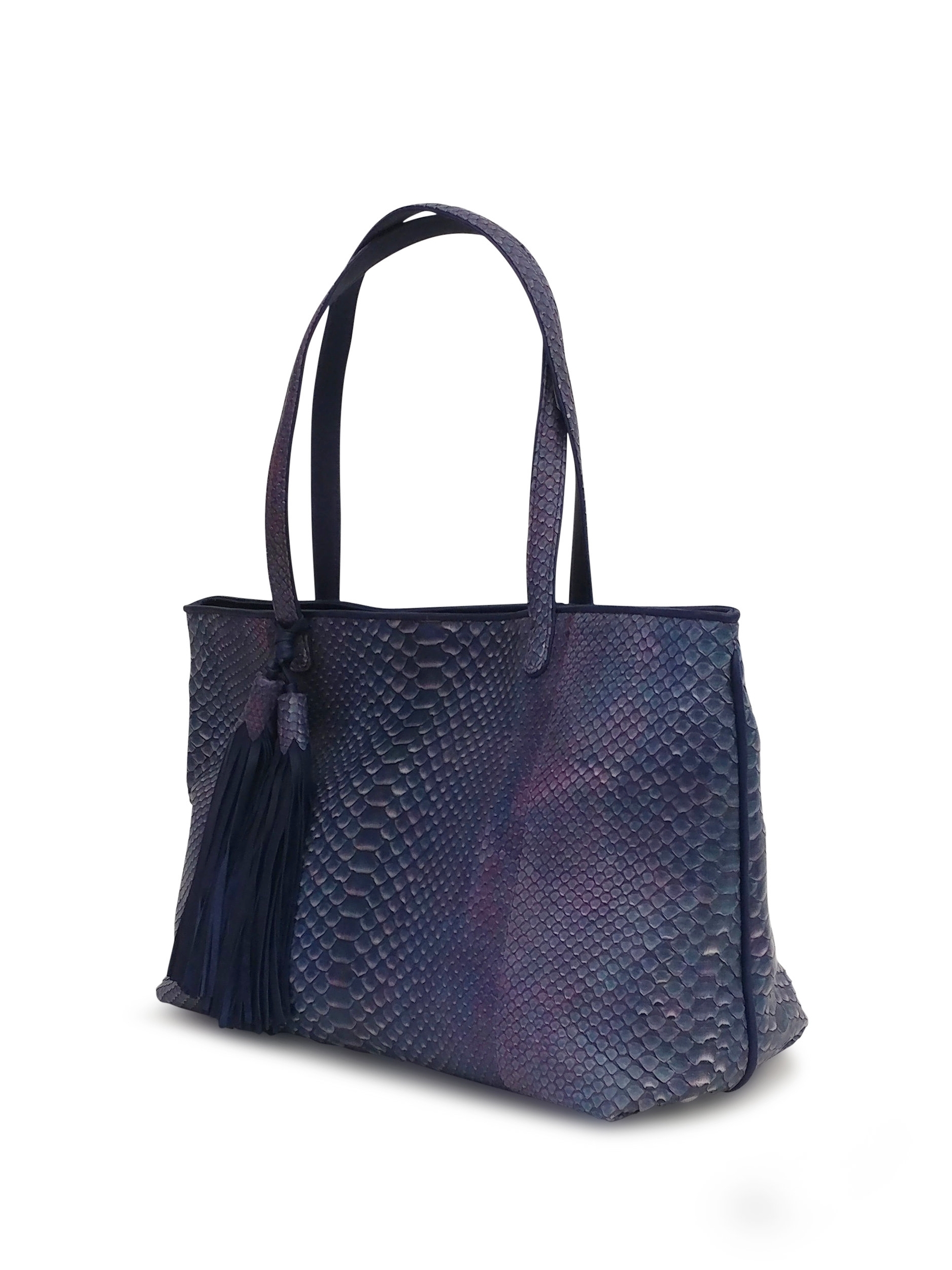 Anthony Luciano custom Olivia Tote - Variegated Purple Blue Python