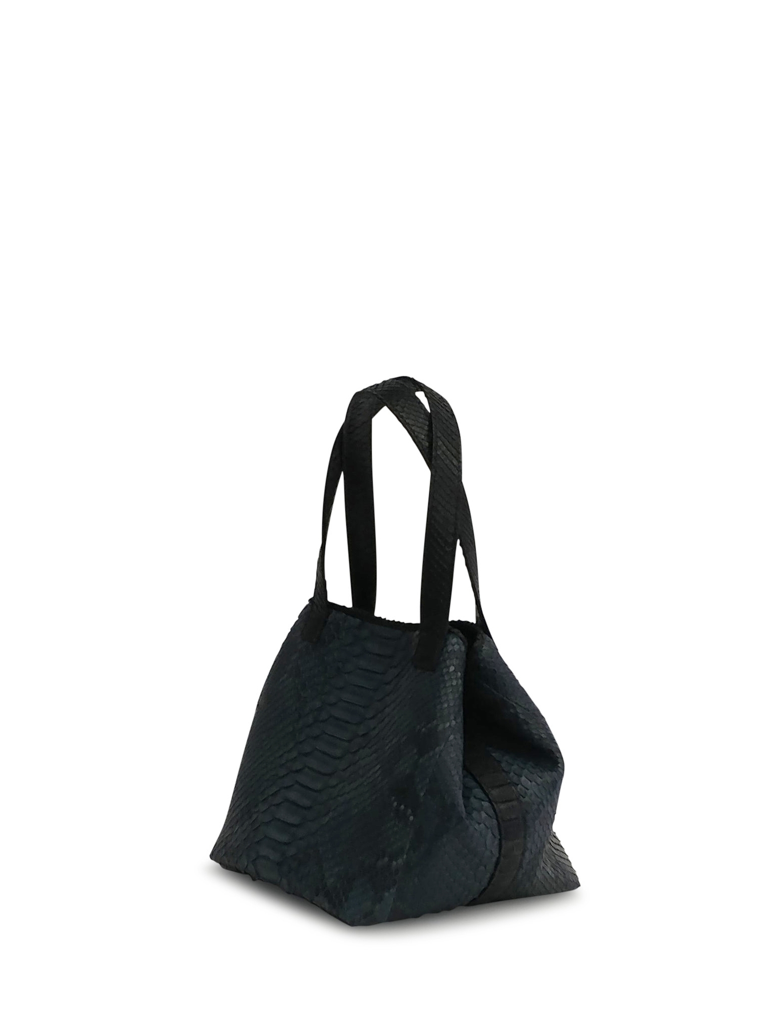 Anthony Luciano custom Aviela Top Handle Small Satchel - Washed Navy/Black Python