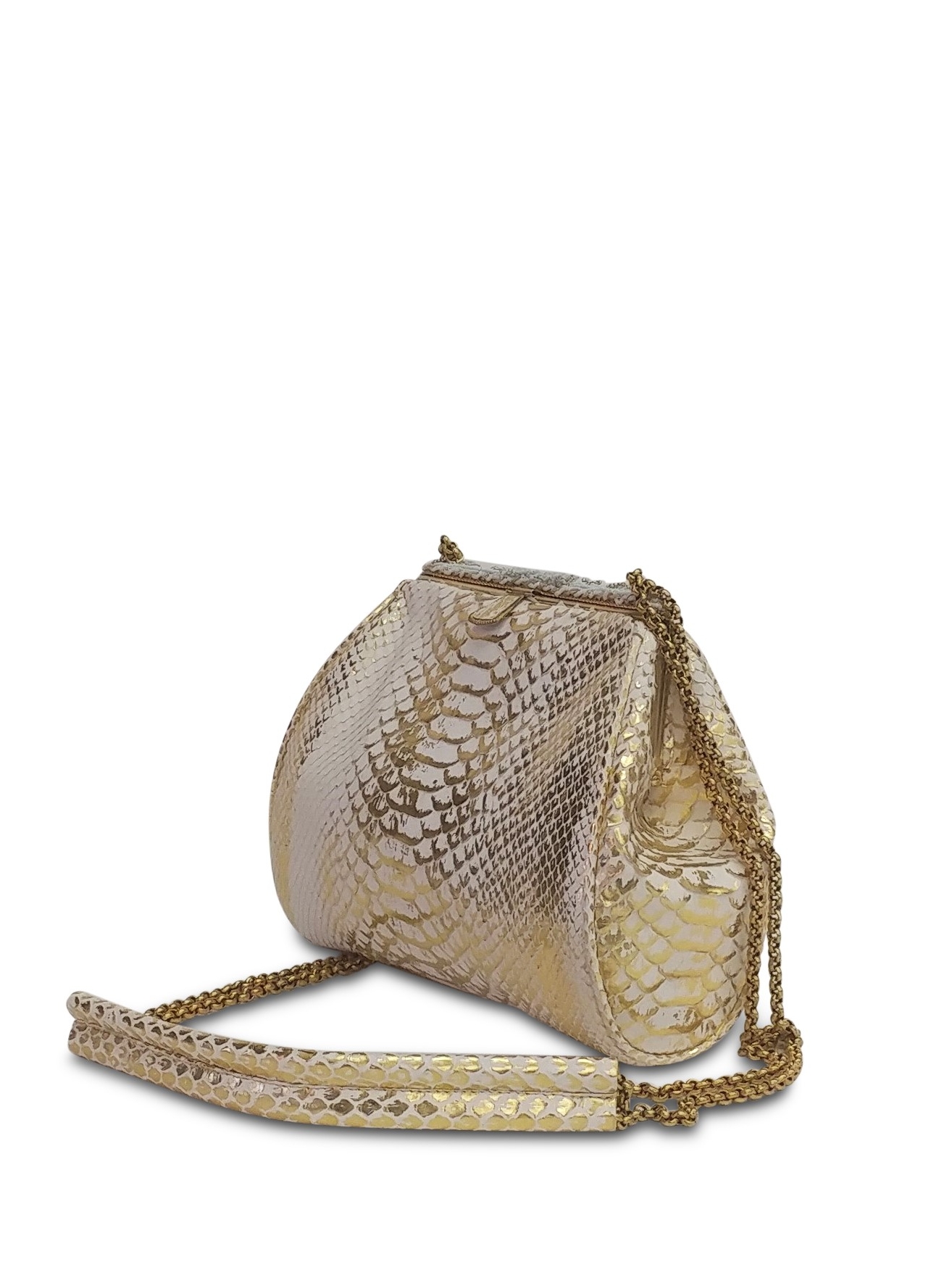 Anthony Luciano custom Pearl Beaded Vintage Frame- White/Gold Python