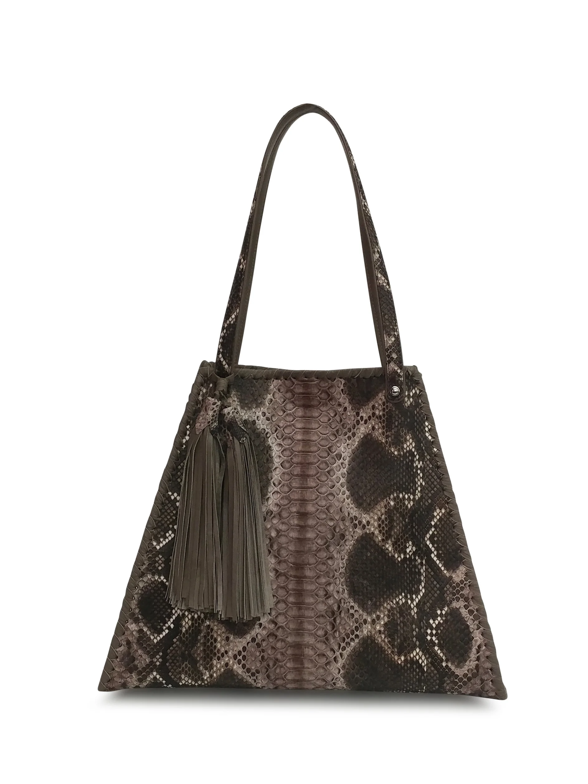 Anthony Luciano custom Amelia Tote - Earthtone Python/Nude Calfskin