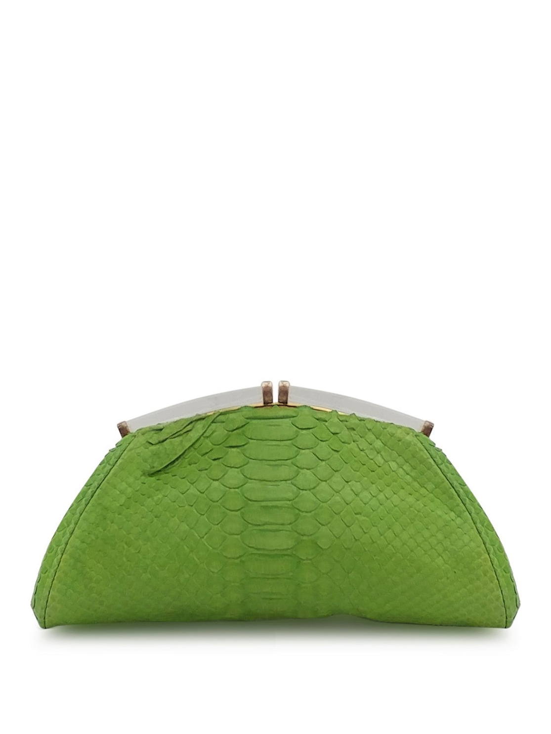 Anthony Luciano custom Vintage Lucite Frame Clutch with Lime Python