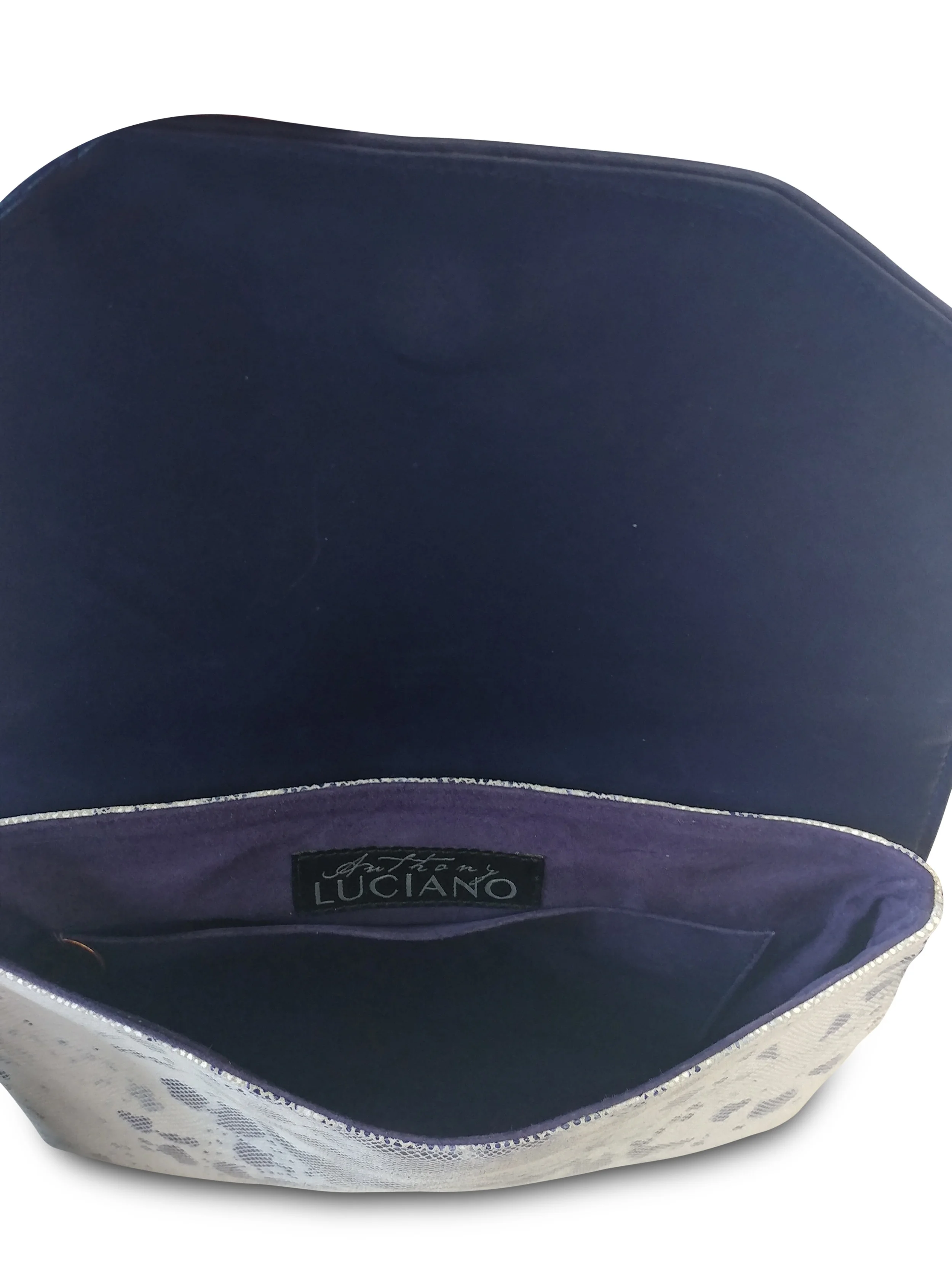 Anthony Luciano Custom Handbags - Elana Crossbody White/Blueberry Leather