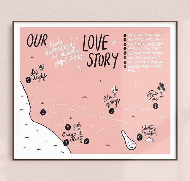 Just added these custom love story maps to my shop for Valentine&rsquo;s Day! I&rsquo;m only accepting a few commissions for these so snag yours ASAP. Link to shop in my stories! 🖤 *You are purchasing a high res digital download so that you can prin