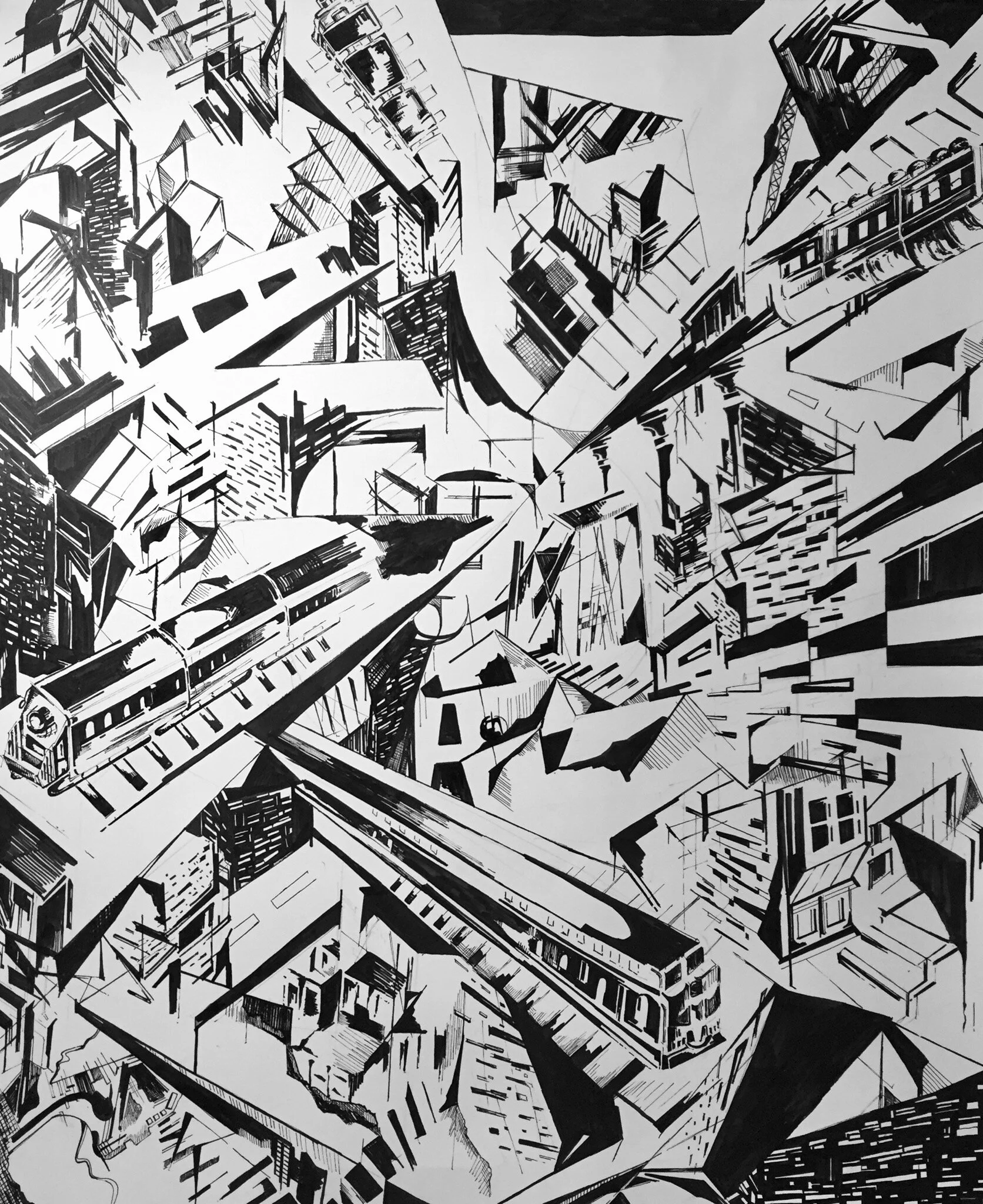 Intersection 17in x 14in, ink on Bristol Paper