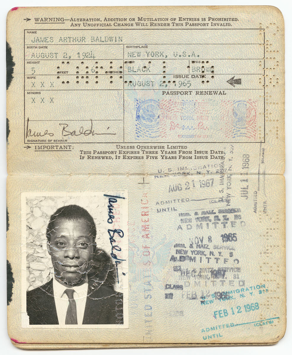 United States passport belonging to James Baldwin August 2, 1965