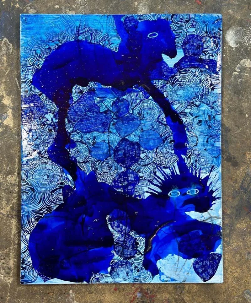   Schrödinger's cat , ink and oil on canvas Image credit: Leopoldo Goût 