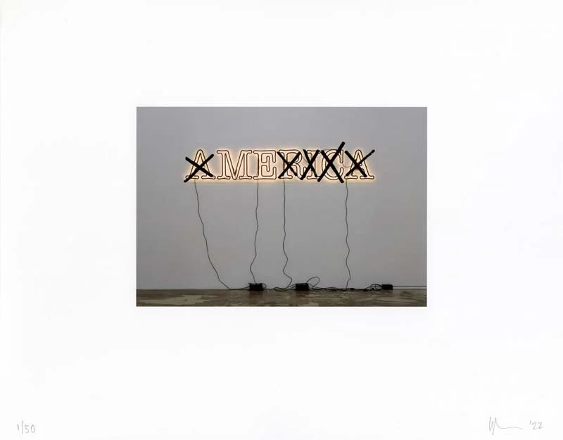  Glenn Ligon and Thelma Golden  Glenn Ligon,  Untitled (America/Me) , 2022. Courtesy of the artist. 