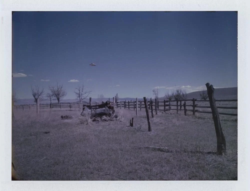  Trevor Paglen,  Near Cemetary Road (undated)  2024, instant film, 4" × 5" (10.2 cm × 12.7 cm) 10-1/8" × 11" × 1-1/8" (25.7 cm × 27.9 cm × 2.9 cm), framed © Trevor Paglen, courtesy Pace Gallery. 