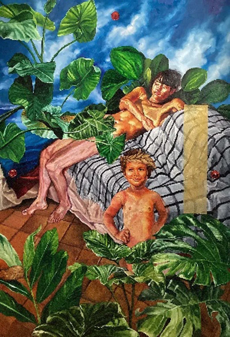   Um tratado tropical 3  (plangona) oil on canvas, 100 × 150 cm, 2023, Anderson Santos. Photograph by Cecilia Tamplenizza. 