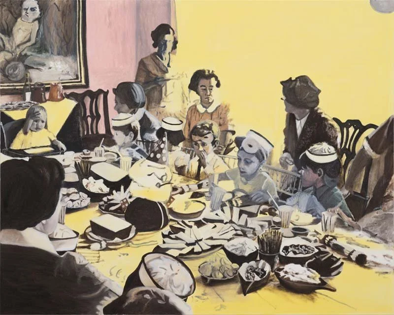   Norman Hyams   Party (Vermilion No.2) , 2023 Oil on canvas. 120 x 150 cm 