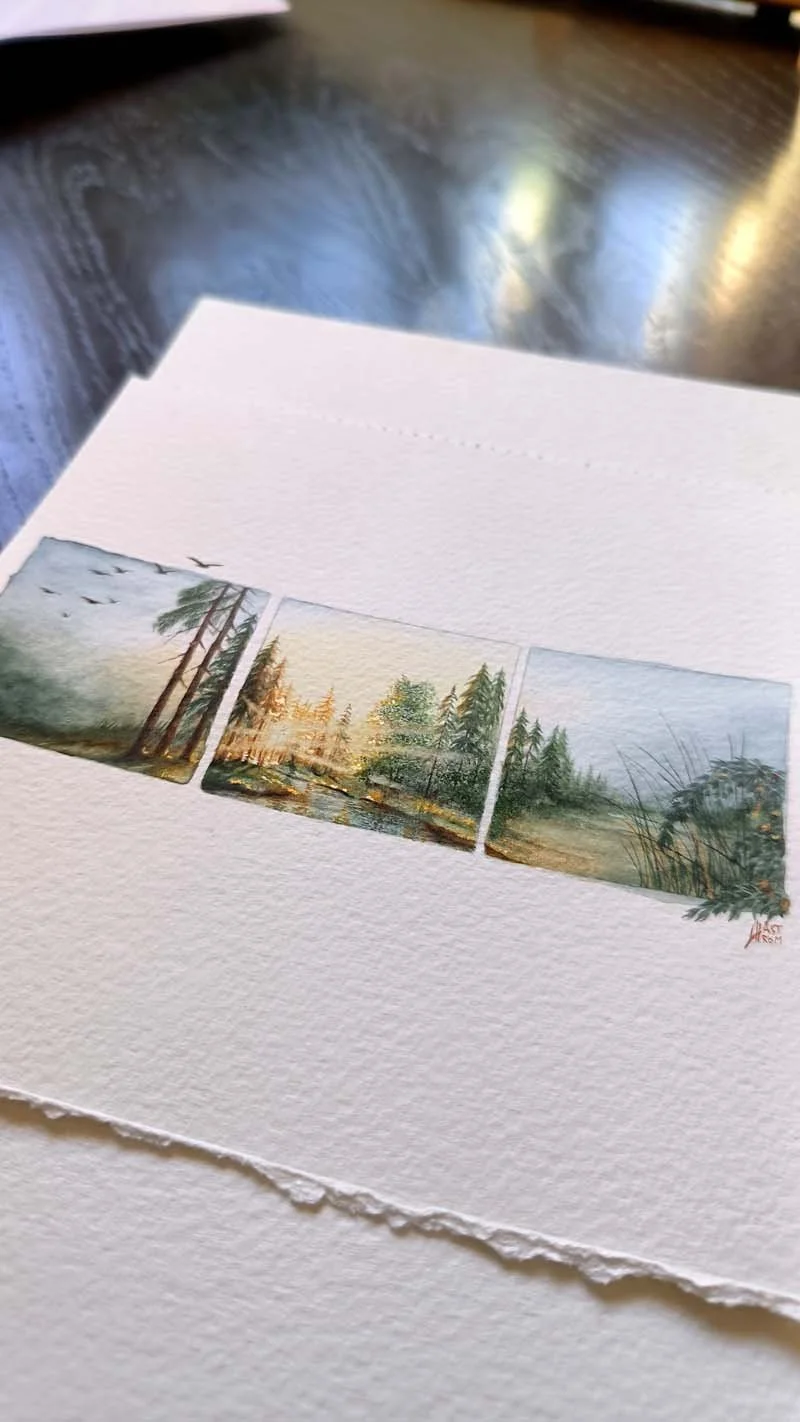  "Together", tiny diptych: 4x4 cm x2, classic watercolor, 2025 
