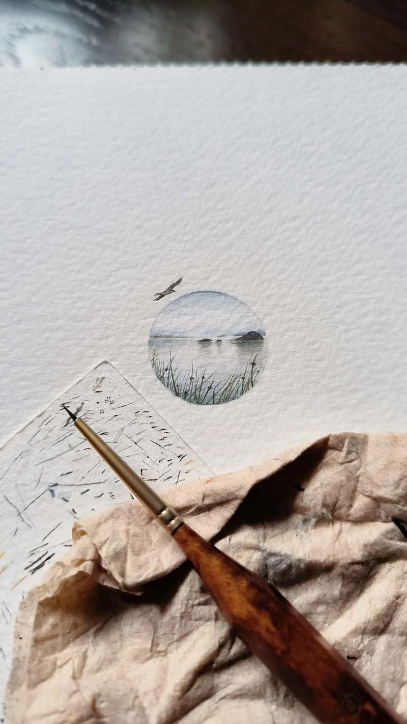  "Peaceful", 23 mm diameter (as a 1€-coin) classic watercolor, 2025 