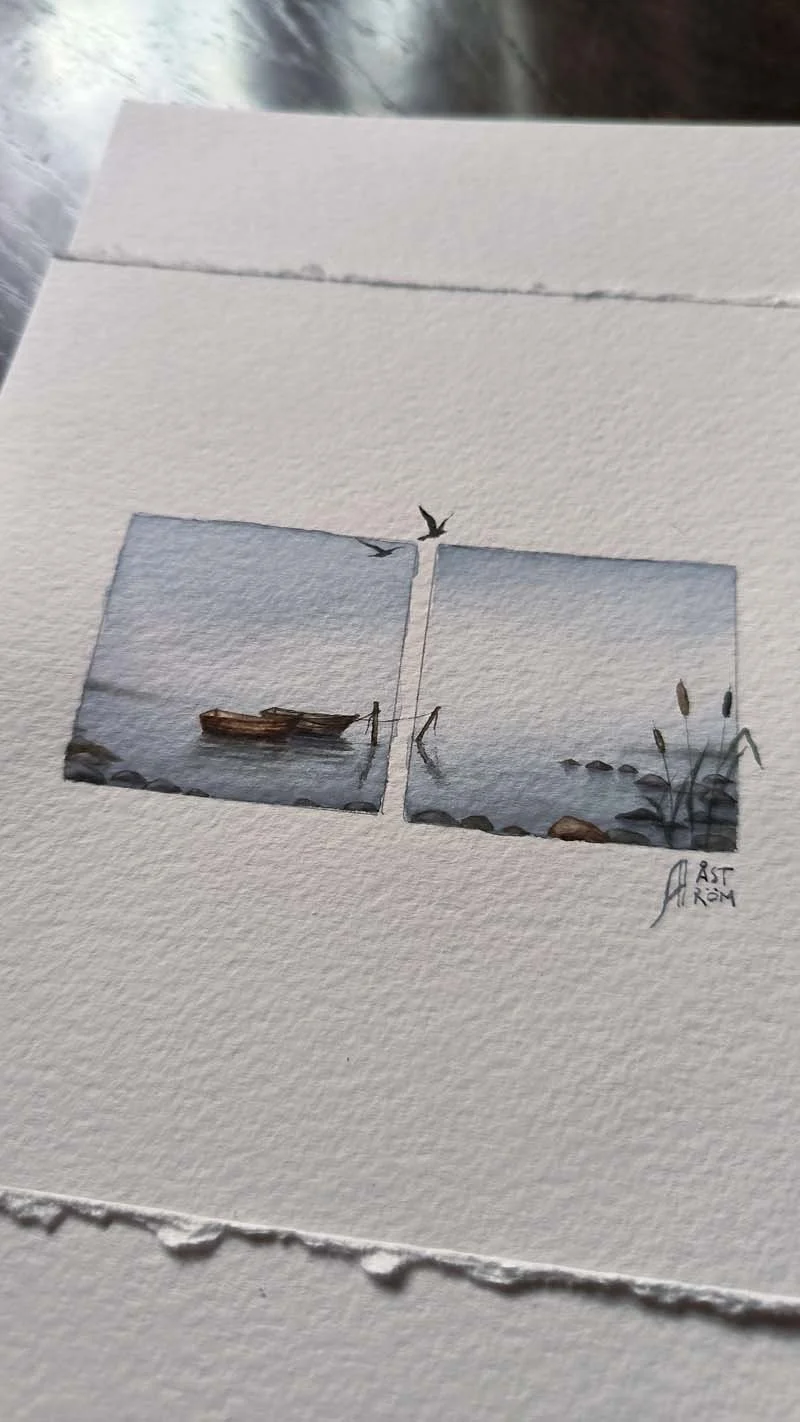  "Flying into tomorrow", 4x4 cm, classic watercolor, 2025 